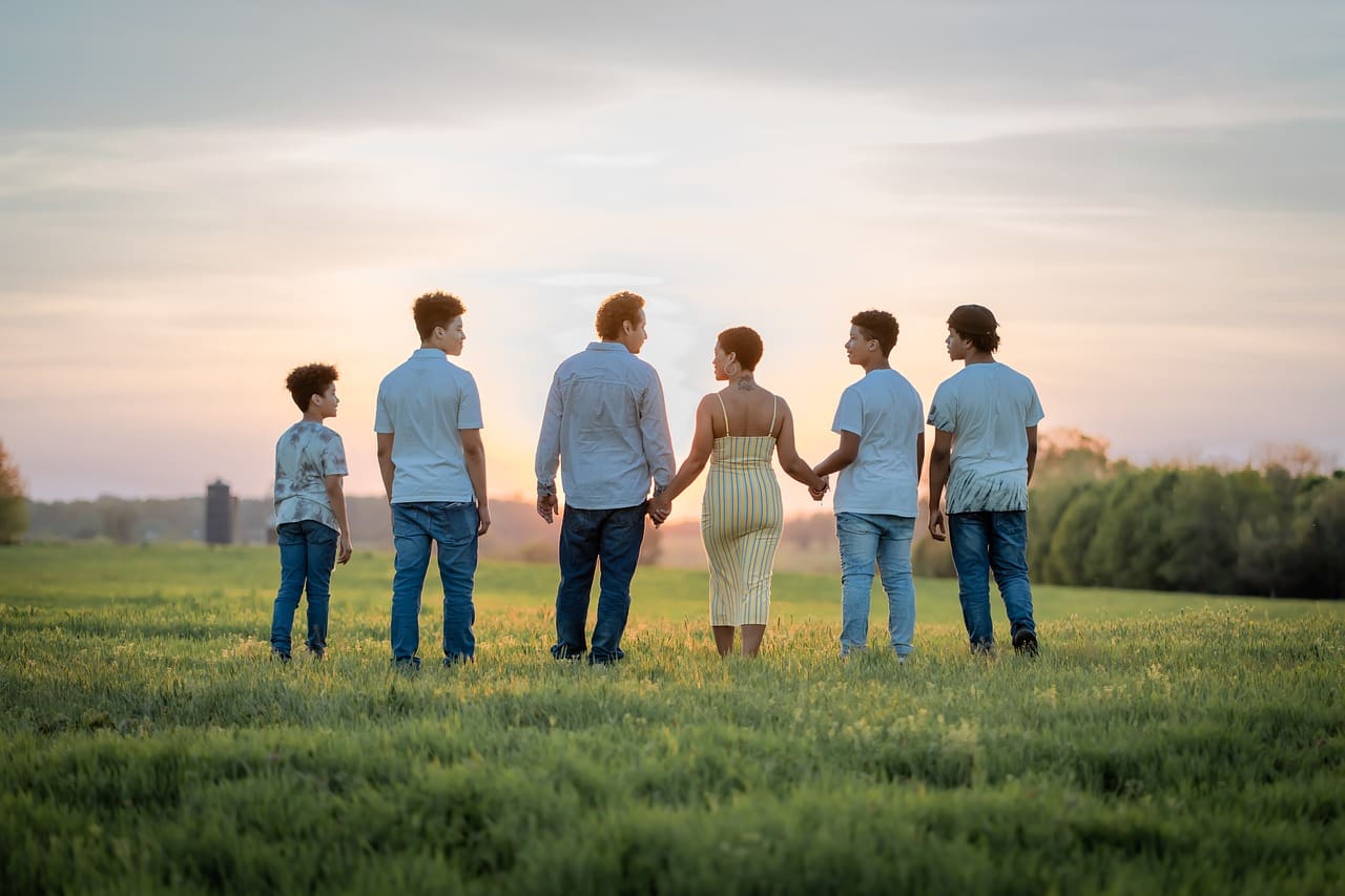 family, sunset, field, portrait, people, poc, bipoc, family, family, family, family, nature, family